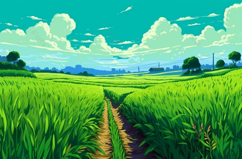 小满节气麦穗生长谷物绿色卡通插画背景,插画/手绘图,插画/手绘图库,插画/手绘图下载,插画/手绘
